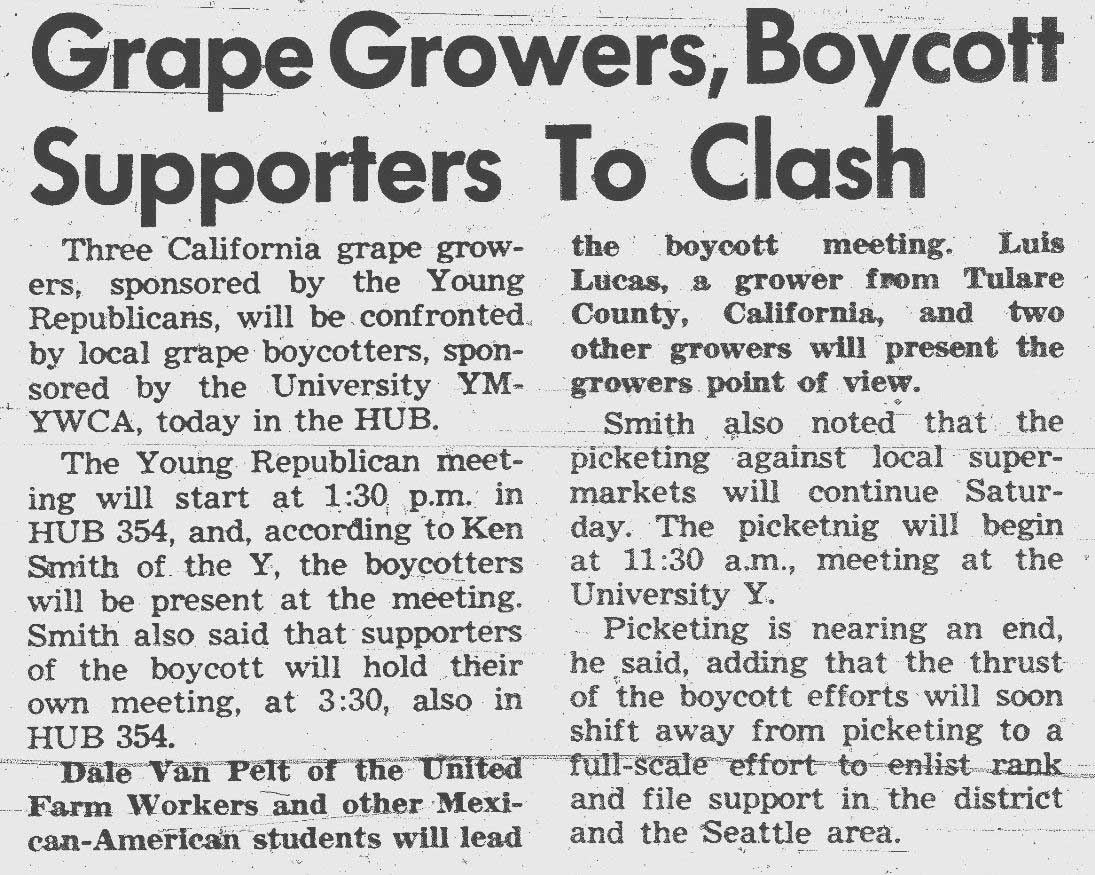 Farmworkers and Grape Boycott News Coverage Seattle Civil Rights and